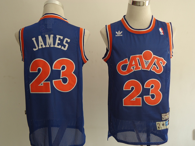  NBA Cleveland Cavaliers 23 Lebron James Blue Cavs Swingman Throwback Jersey